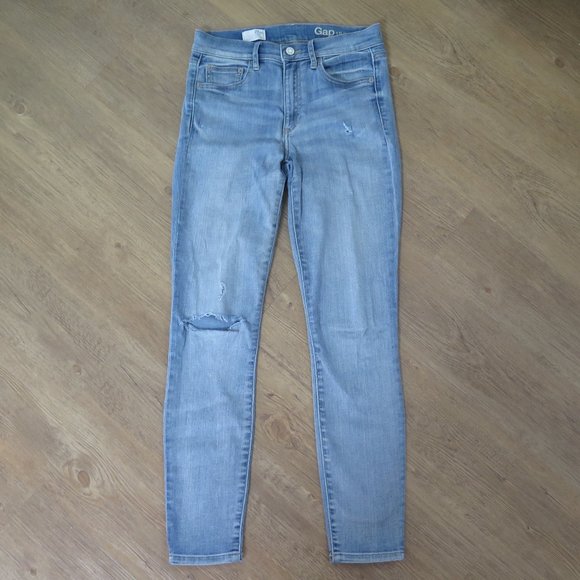 Gap True Skinny Blue Jeans Cut Out Knee Cotton - Picture 3 of 13